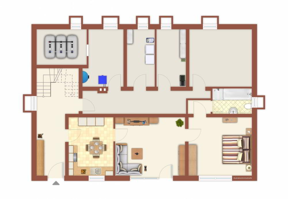 Grundriss der Ferienwohnung Pfefferminz vom Ferienhaus Willkommen